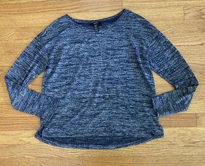 Forever 21 Langarmshirt Damen Medium meliert blau Shirt hoher niedriger Saum - Bild 1 von 7