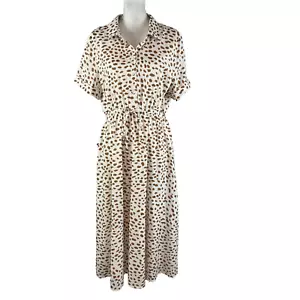 Generation K Dress size Large Brown White Cheetah Animal Midi Career Modest Slim - Picture 1 of 17