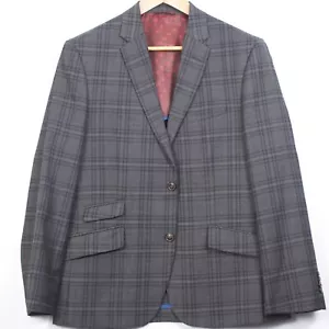 Ben Sherman Men's Suit 40S Gray Plaid Check Wool Polyester - Picture 1 of 10
