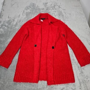 Ann Taylor Cardigan Medium Red Boucle Double Breasted Preppy Cozy Coatigan NEW - Picture 1 of 10