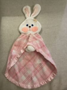 Vintage 1979 Fisher Price Pink Security Bunny Blanket #443 Rabbit Plaid