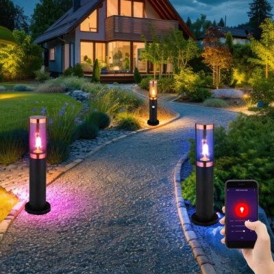 Sockelleuchte Stehlampe Außenleuchte Smart RGB LED CCT Bewegungsmelder App 3x - Bild 1 von 4
