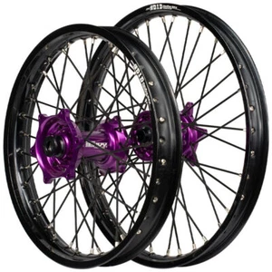 Kawasaki KX250F 2004 - 2005 Envy / DID SNR Wheel Set 21/19 Black Rims Purple Hub - Picture 1 of 9