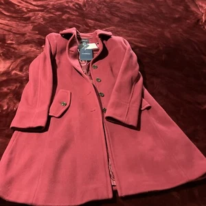 Lands' End Raspberry Pink Coat Wool Cashmere Blend Mid-Length size 12 - Picture 1 of 18
