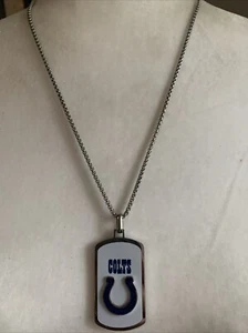 NFL Indianapolis Colts Dog Tag Necklace 11” Stainless Steel Engravable - Picture 1 of 7