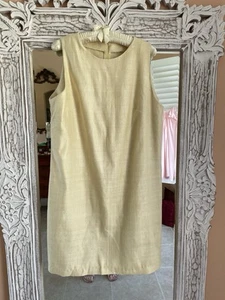Vestido Vintage Hecho a Mano Amarillo Pálido Lino Cremallera Trasera Sin Mangas Hasta la Rodilla Lg - Imagen 1 de 5
