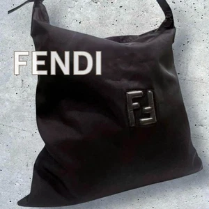 FENDI Black nylon shoulder bag with FF logo fits A4 size documents 655 - Picture 1 of 15