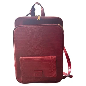 Parfois Backpack Convertible Red Faux Leather Gold Hardware Laptop Bag - Picture 1 of 5