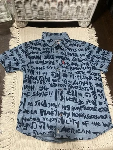 Levi’s boys shirt blue script short sleeve Cotton Age 6-7 Y - Picture 1 of 5