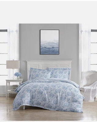 Nuevo Juego de Edredón Laura Ashley Nina Polvo Azul Cabaña Floral Reina Completo 7 piezas Foto 1 de 4