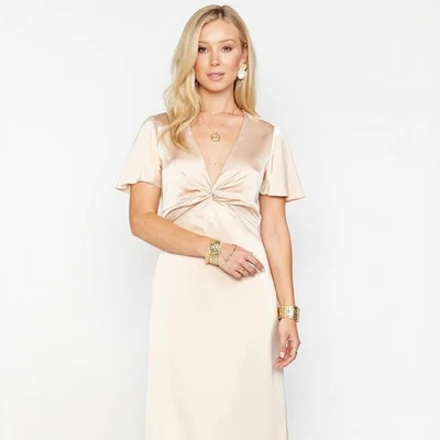Maxi Vestido Show Me Your Mumu Roma Twist Champagne Lujo Satén Mujer Talla Pequeña Foto 1 de 4