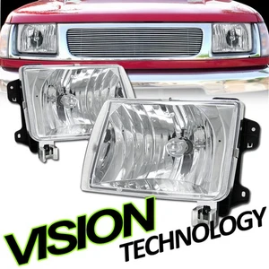 For 98-00 Nissan Frontier/Xterra JDM Chrome Clear Headlights Headlamps Lamps KS - Picture 1 of 2