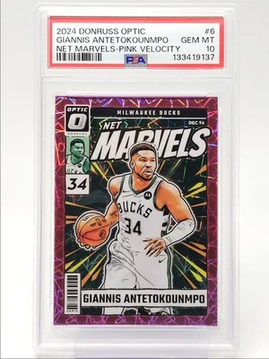GIANNIS ANTETOKOUNMPO 2024-25 RED ÓPTICA MARAVILLAS VELOCIDAD ROSA/79 PSA 10 Q3464 Foto 1 de 2