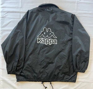 Vintage Y2k KAPPA Black Mesh Lined Windbreaker Jacket Men's XL Full Zip Soccer - Picture 1 of 13
