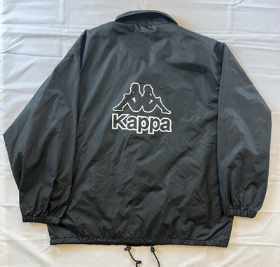 Vintage Y2k KAPPA Black Mesh Lined Windbreaker Jacket Men's XL Full Zip Soccer - Image 1 of 4