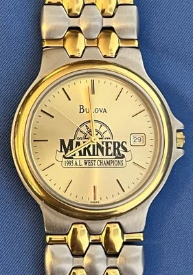 1995 Seattle Mariners Bulova Men's Watch AL West Champions Ken Griffey Jr Rare - Image 1 of 4