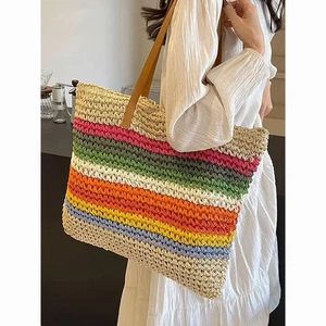Large Beach Bag Handmade Straw Pocketbook Crossbody Bag for Women Woven Handbag - Picture 1 of 16