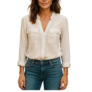 Guess by Marciano Bodysuit Blouse Womens Small Silk Off White - Picture 1 of 14