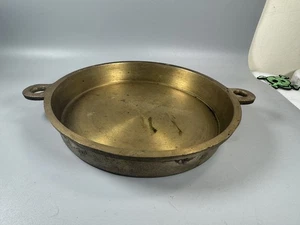 Vintage schwere Messing Pfanne mit Griffen 9" runde Pfanne Schale rustikales Dekor - Bild 1 von 12