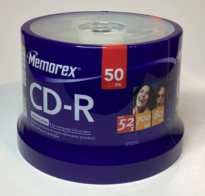 全新 MEMOREX CD-R 50 包 700MB 80MIN 可录制-工厂密封 — 第 1/4 张图片