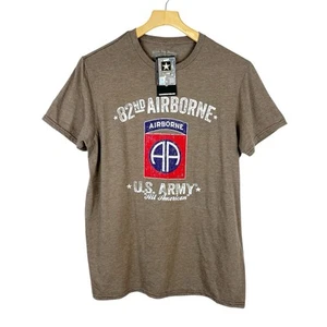 U.S. Army 82nd Airborne All American Black Ink Design Brown T-Shirt Medium NWT - Picture 1 of 8
