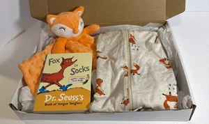 New Newborn Baby Boy Fox Themed Shower Gift Basket, Welcome Mom & Baby Home Gift - Picture 1 of 6