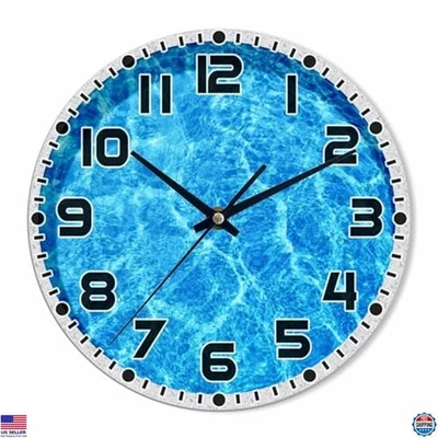 Reloj de Pared Piscina Azul Redondo 10 Pulgadas - Silencioso, Decoración a Pilas Foto 1 de 4