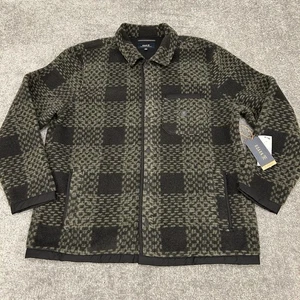 Roark Over Shirt Mens Large Black Green Fleece Shacket Snap Polyester Wool NEW - Picture 1 of 11
