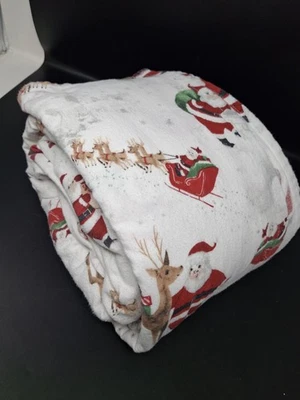 Conjunto de lençóis orgânicos Pottery Barn Kids flanela herança Papai Noel tamanho duplo  - Imagem 1 de 4