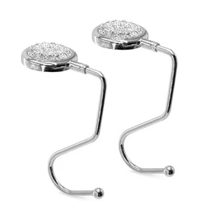 Purse Hook Mental Clutch Holder Handbag Rhinestone Hanger for Table Desk Reve... - Picture 1 of 6
