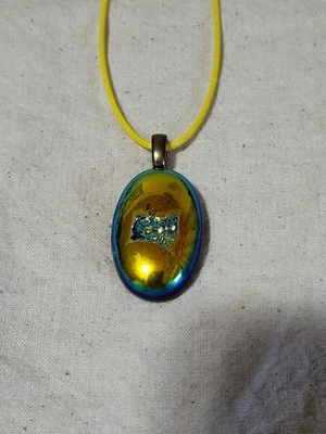 Colgante Druzy Titanio Con Collar Cadena Amarilla 21" Sku0153 D15 Foto 1 de 4