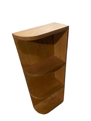 Vtg Mid Century Plan Danish Scandi Corner Unit Bookcase Oak Style Cabinet Shelve - Image 1 of 4