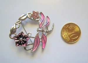 Broche plateado flores y libélula esmaltada con cristal 37 x 41 mm bisutería - Imagen 1 de 3