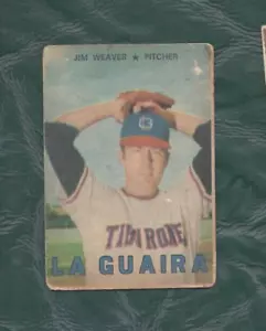 Tarjeta de béisbol venezolana Topps 1967 #59 Jim Weaver La Guaira daños en la espalda justos - Imagen 1 de 2