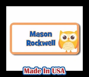 42 Personalized Waterproof Owl Name Labels Stickers Kids Baby Bottle Care School - Picture 1 of 3