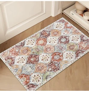 LOT of 2, Moroccan Trellis Kitchen Rugs Non Slip, 2x3 Washable Door Mat - Picture 1 of 3