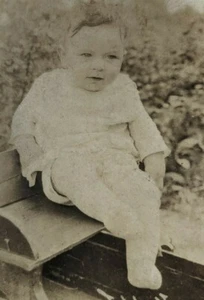 Vintage Photography Early 1900s Portrait of Baby Seated on a Cart for Photo - Picture 1 of 4