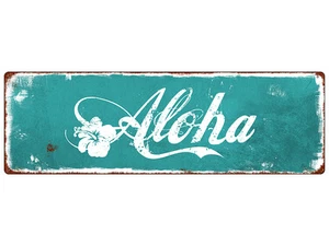 METALLSCHILD Blechschild ALOHA Willkommensschild Eingang Tür Sommer Urlaub Meer - Bild 1 von 2