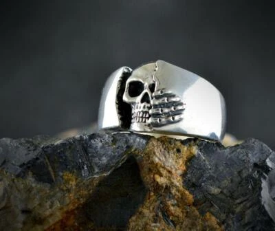 Anillo de motociclista con huesos de calavera gótico de moda de 10 piezas para hombre joyería de aleación Foto 1 de 4