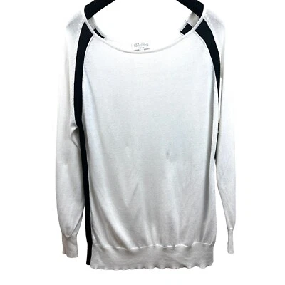 Joseph A. Suéter Pullover de Lujo para Mujer L Pequeño Algodón Rayón Contraste Borde Azul Foto 1 de 4