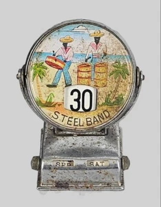 Ewiger Tischkalender 1940-50’er JUNGFRAUENINSELN STAHLBAND Drehknöpfe - Bild 1 von 6