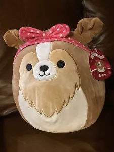 2024 Squishmallow Andres Sheltie Hund 11 Zoll mit rosa Bandana Neu mit Etikett - Bild 1 von 13