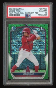 2023 BOWMAN CHROME GREEN SHIMMER REFRACTOR /99 #BCP-123 JORGE RUIZ PSA 10 POP 1 - Picture 1 of 2
