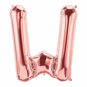 W Rose Gold Letter 34" Mylar Balloon, Party Decor, 1 Piece - Picture 1 of 1