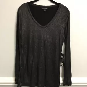 Rock & Republic Black Silver Glitter Blouse Shirt Top Size Medium - Picture 1 of 7