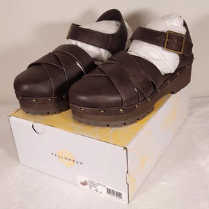 Yellowbox Rethal Brown Studded Clogs Women's 7.5M - Picture 1 of 4