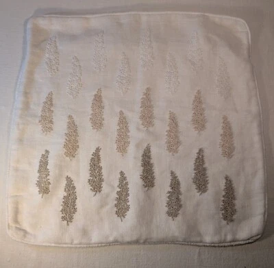 Serena & Lilly Pair Of White Linen Pillow Covers. Variegated Taupe To White ... - Image 1 of 4