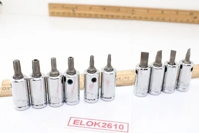 MasterCraft Pro 9 peças 1/4" unidade mista entalhe e soquetes torx EUA - Imagem 1 de 4