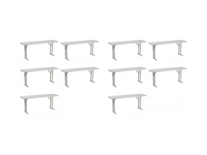 (10PACK) 18'' x 72'' Granite White Plastic Folding Table -Seminar Training Table - Picture 1 of 6