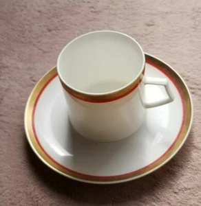 MIKASA Fine China CABERNET Cup & Saucer Set White with Gold & Orange Trim - Picture 1 of 8